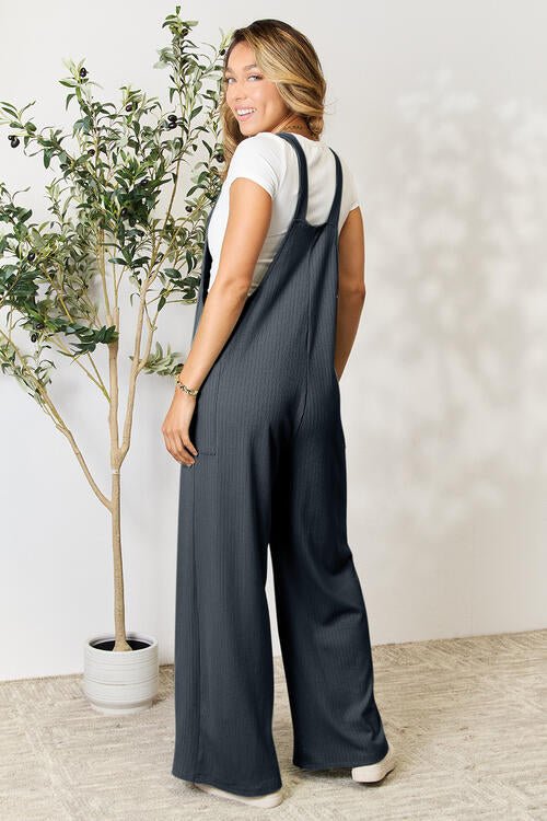Double Take Full Size Wide Strap Overall with Pockets – Cloudy Blue by Double Take