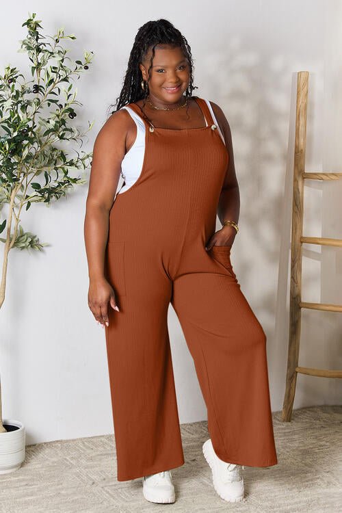 Double Take Full Size Wide Strap Overall with Pockets – Gum Leaf by Double Take