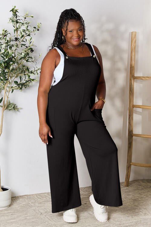 Double Take Full Size Wide Strap Overall with Pockets – Cloudy Blue by Double Take