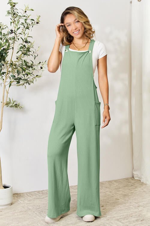 Double Take Full Size Wide Strap Overall with Pockets – French Blue by Double Take