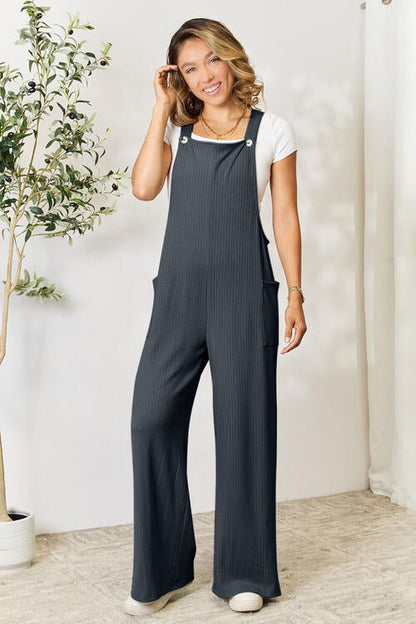 Double Take Full Size Wide Strap Overall with Pockets – Cloudy Blue by Double Take