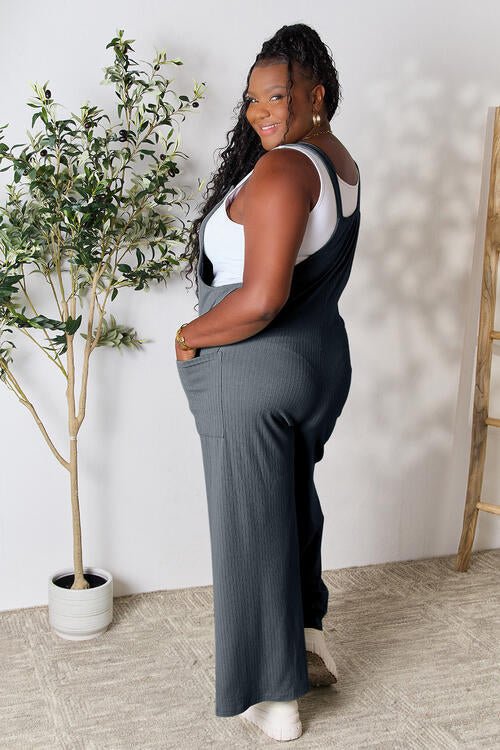 Double Take Full Size Wide Strap Overall with Pockets – Cloudy Blue by Double Take