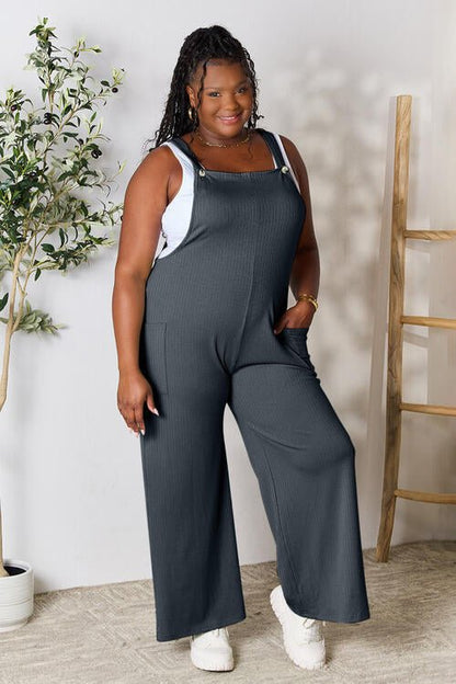 Double Take Full Size Wide Strap Overall with Pockets – Cloudy Blue by Double Take