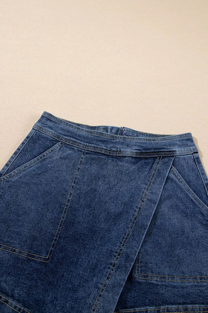 Asymmetrical Denim Skort with Pockets – Medium for Shopify Collective (7 view)