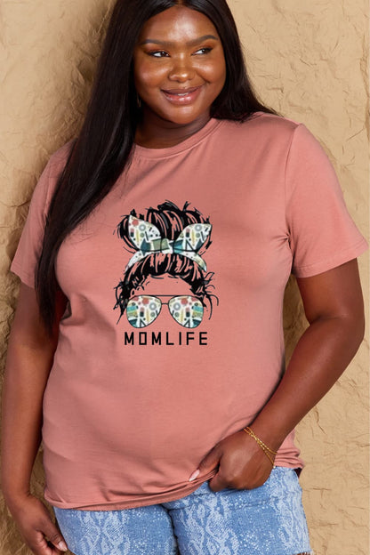 Simply Love Full Size MOM LIFE Graphic Cotton Tee – Charcoal by Simply Love