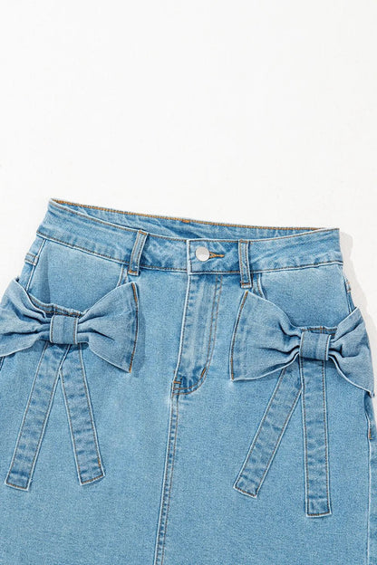 Acid Wash Bowknot Details High Waist Denim Skirt – Medium for Shopify Collective (10 view)