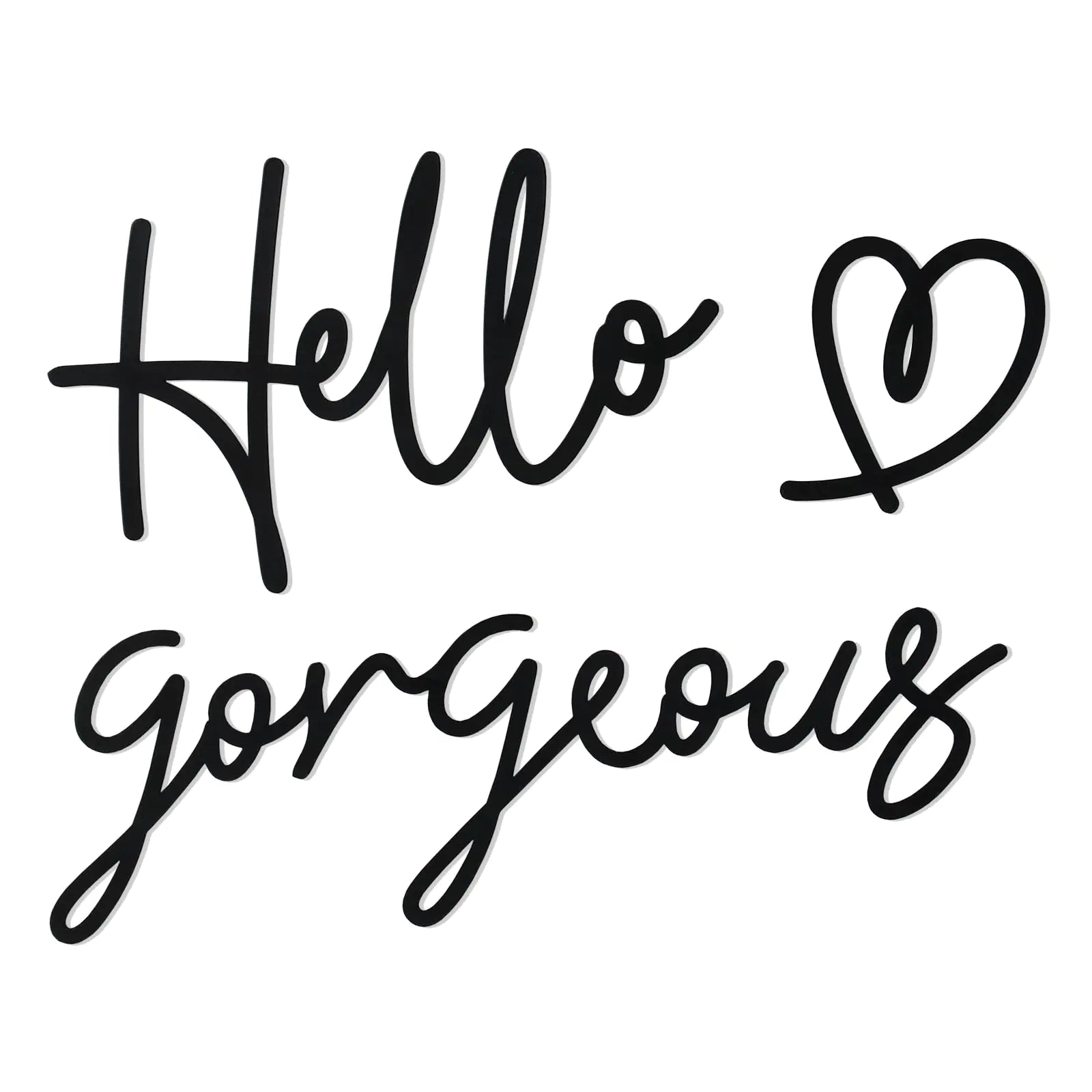 Bnesi Hello Gorgeous Heart Sign Wall Decor Black Metal Wall – Black decor by SbrTnHomes