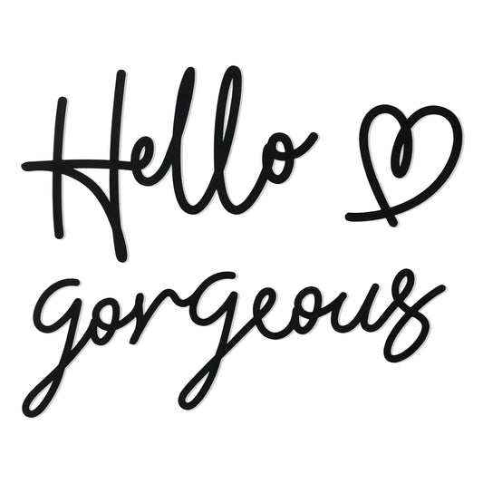 Bnesi Hello Gorgeous Heart Sign Wall Decor Black Metal Wall – Black decor by SbrTnHomes