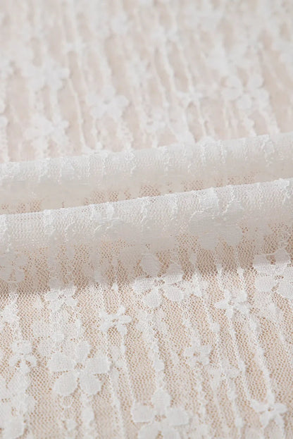 Sheer Floral Lace Long Sleeve Slim Fit Top – White for Shopify Collective (12 view)