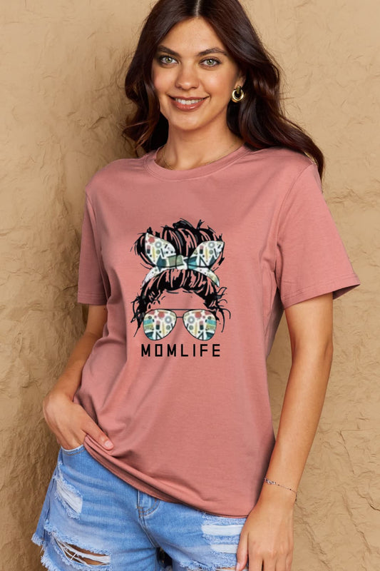 Simply Love Full Size MOM LIFE Graphic Cotton Tee – Charcoal Women's Top for Shopify Collective (1 view)