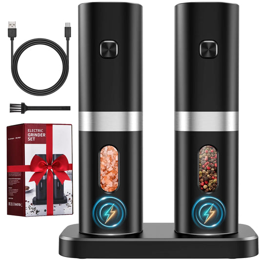 Cosyairey Electric Salt And Pepper Grinder Set| Shop Sbrtn – Classic Black Kitchen tool for adjustablecoarseness (1 view)