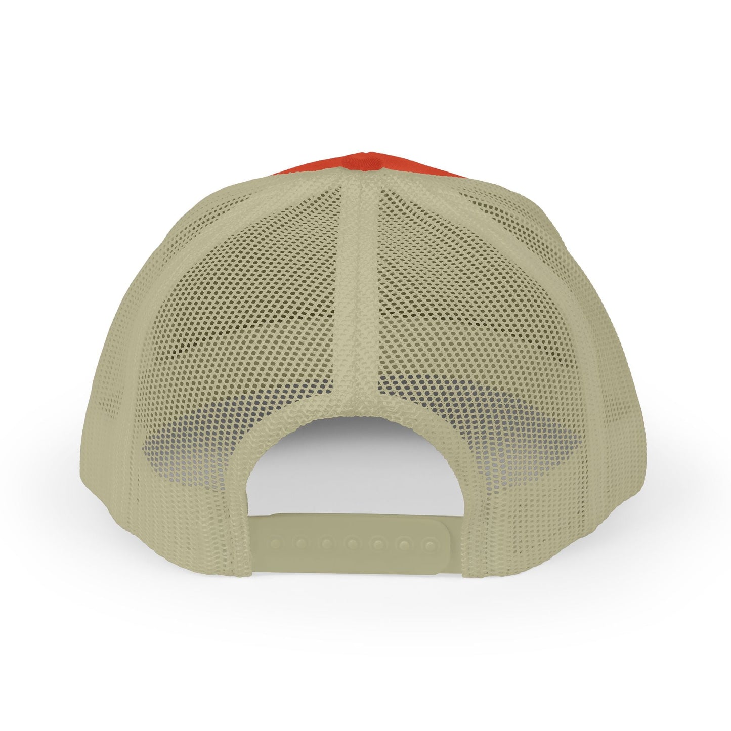 Eek in the Sheets Ghost Hat – Cute Halloween Pun Snapback Trucker Cap – Rustic Orange / Khaki Hats by Printify