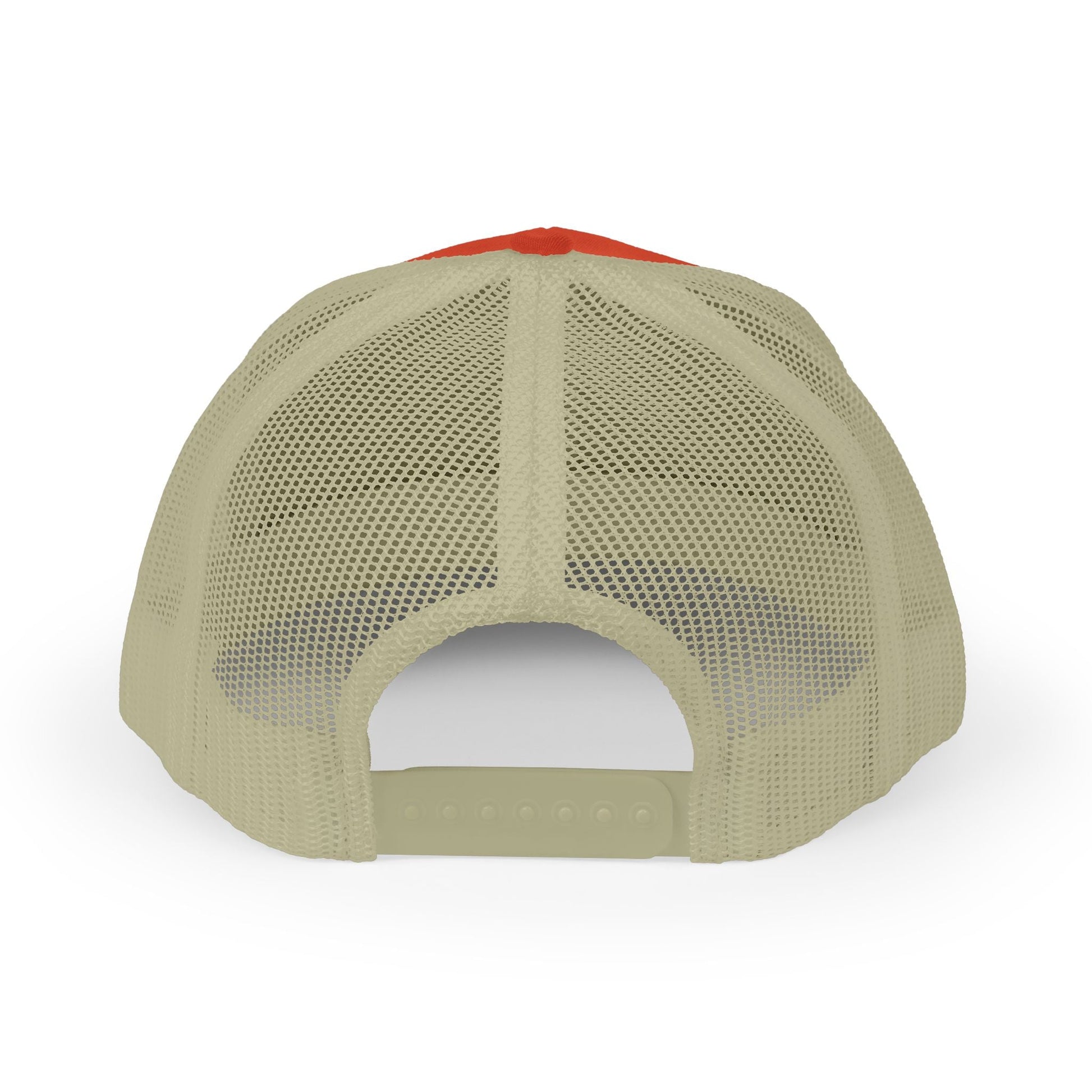 Eek in the Sheets Ghost Hat – Cute Halloween Pun Snapback Trucker Cap – Rustic Orange / Khaki Hats by Printify