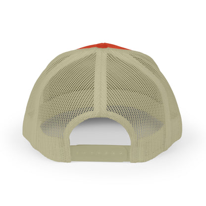 Eek in the Sheets Ghost Hat – Cute Halloween Pun Snapback Trucker Cap – Rustic Orange / Khaki Hats by Printify