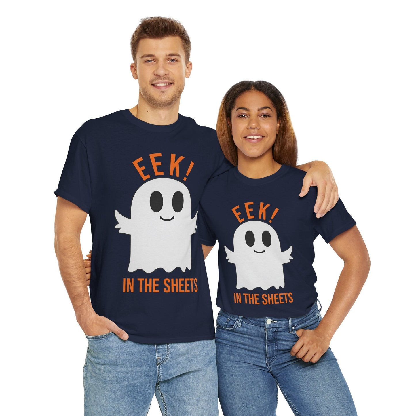Eek in the Sheets Ghost Tee – Cute Halloween Pun – Royal T-Shirt for casual wear gift (55 view)