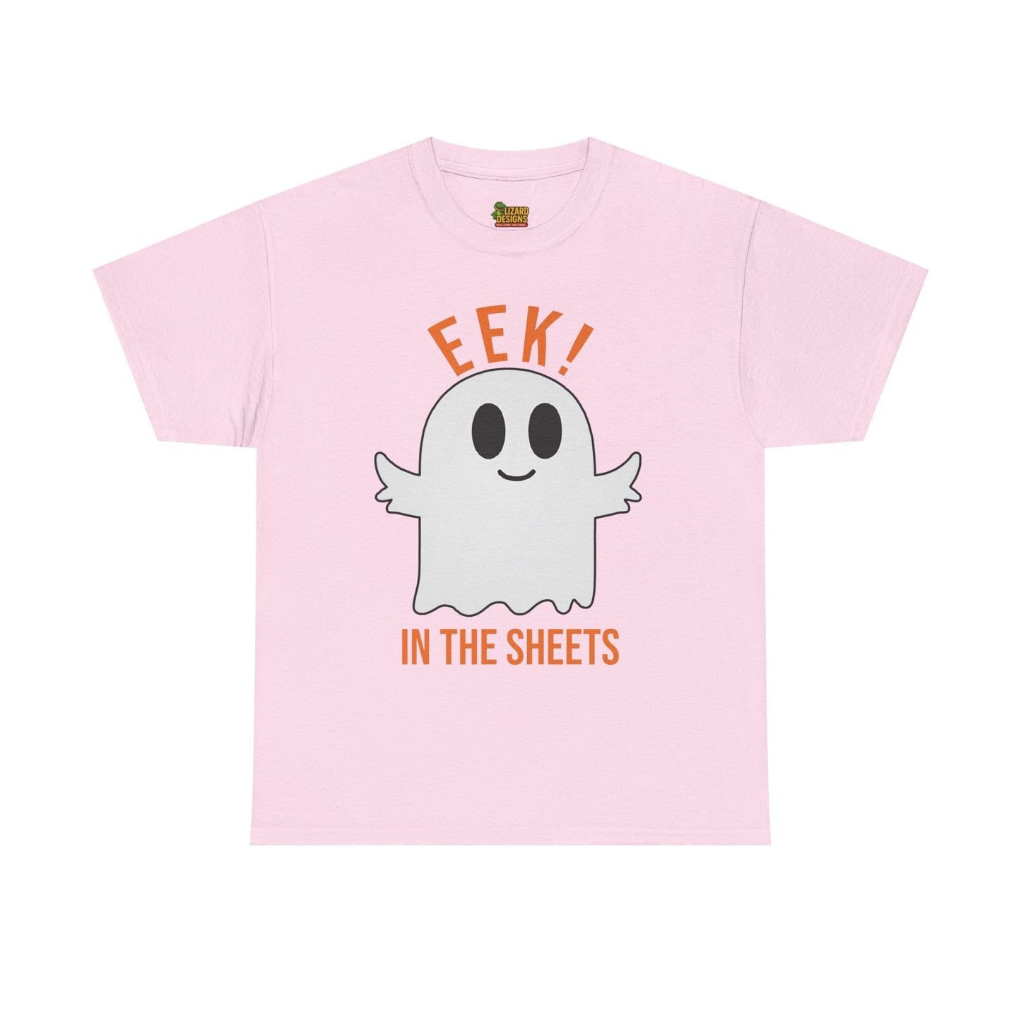 Eek in the Sheets Ghost Tee – Cute Halloween Pun – Light Pink T-Shirt for casual wear gift (68 view)