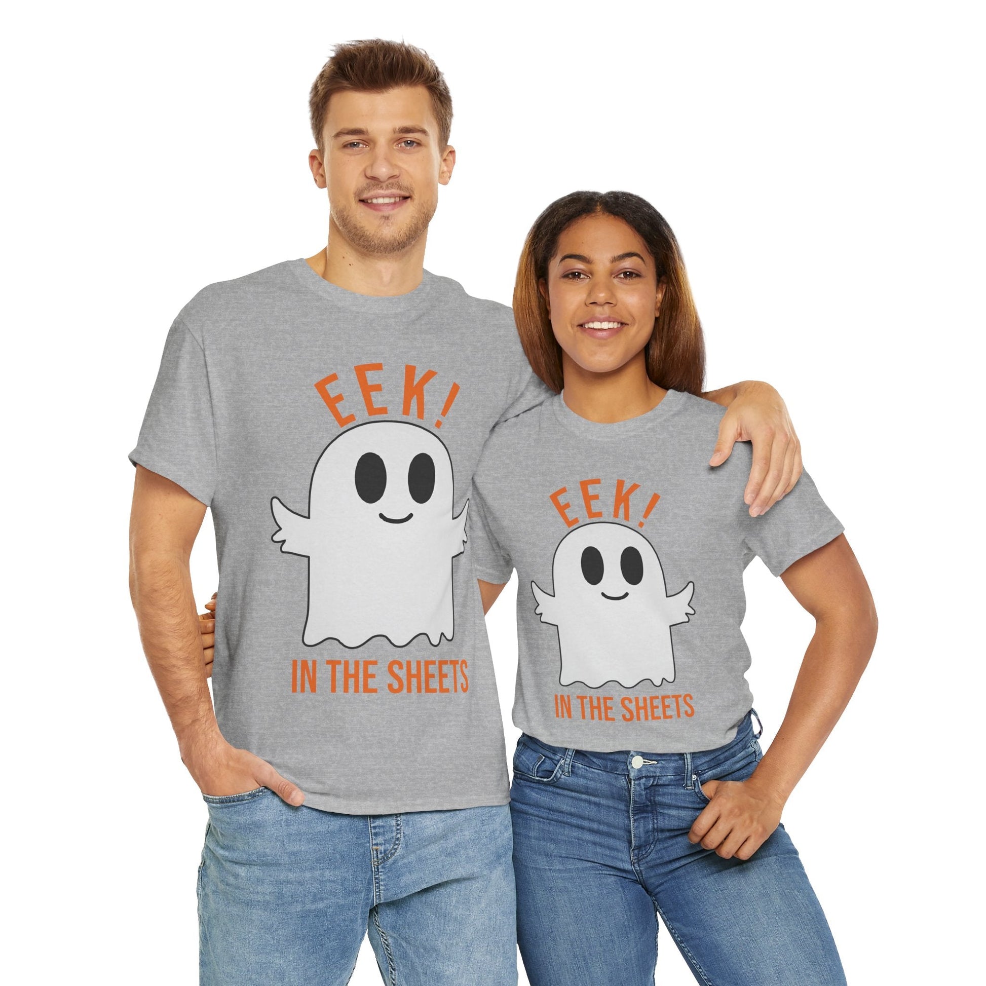 Eek in the Sheets Ghost Tee – Cute Halloween Pun – Sand T-Shirt for casual wear gift (19 view)