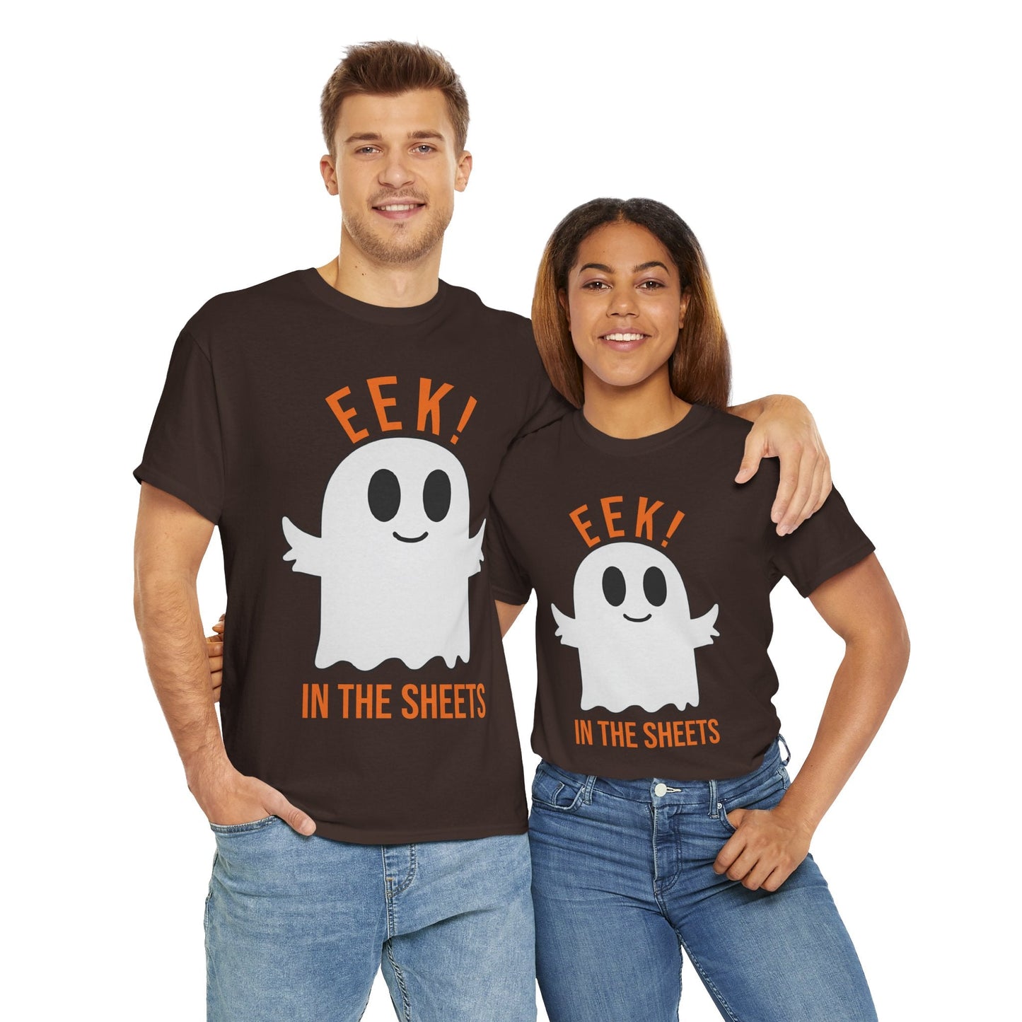 Eek in the Sheets Ghost Tee – Cute Halloween Pun – Maroon T-Shirt for casual wear gift (31 view)