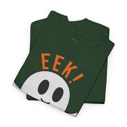 Eek in the Sheets Ghost Tee – Cute Halloween Pun – Forest Green T-Shirt by Printify