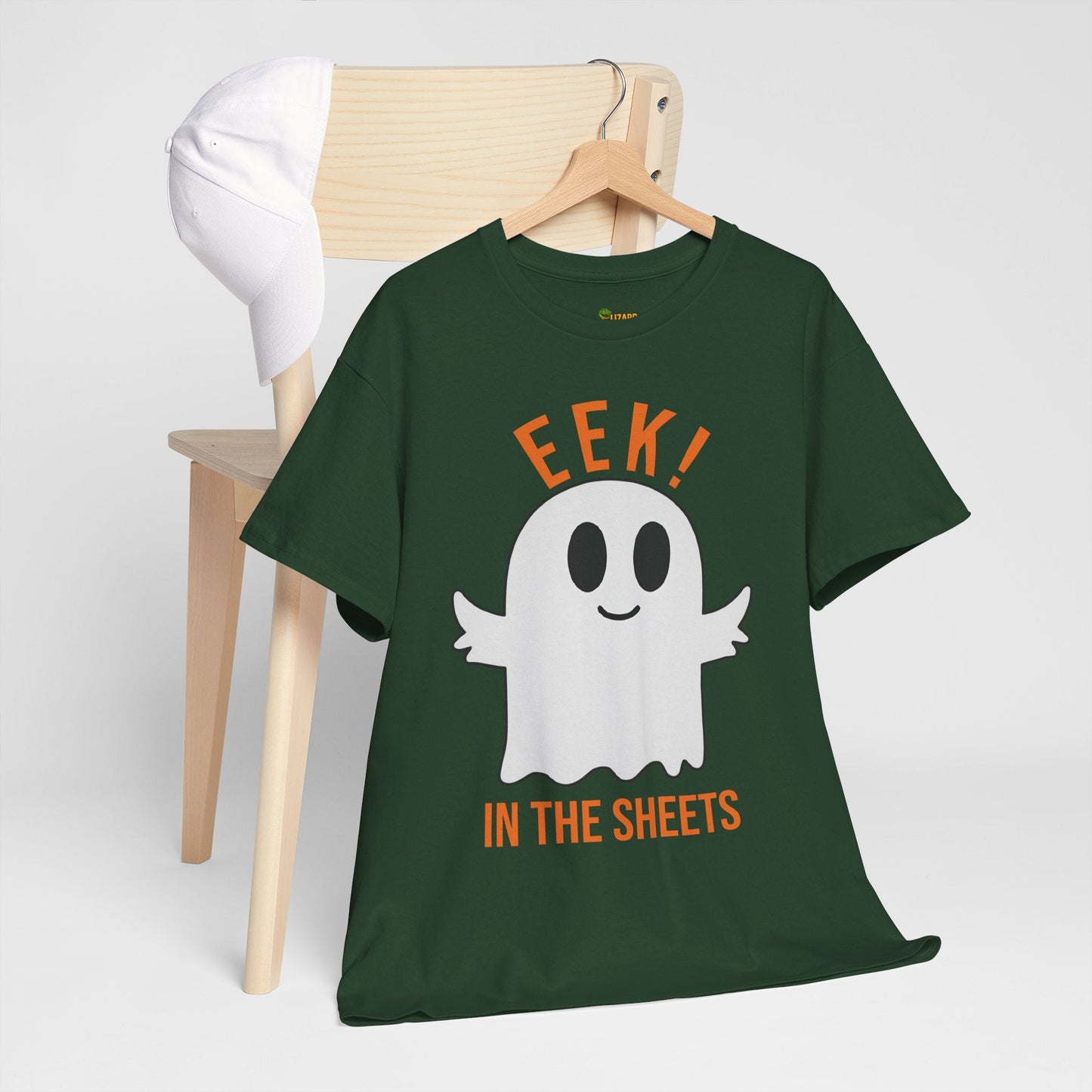 Eek in the Sheets Ghost Tee – Cute Halloween Pun – Forest Green T-Shirt for casual wear gift (40 view)