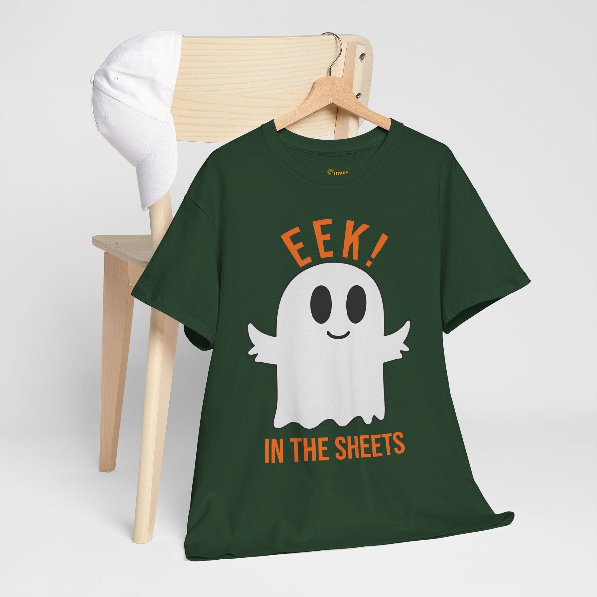 Eek in the Sheets Ghost Tee – Cute Halloween Pun – Forest Green T-Shirt for casual wear gift (40 view)