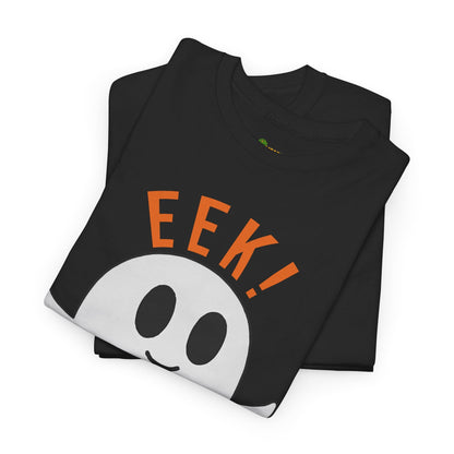 Eek in the Sheets Ghost Tee – Cute Halloween Pun – Navy T-Shirt for casual wear gift (4 view)