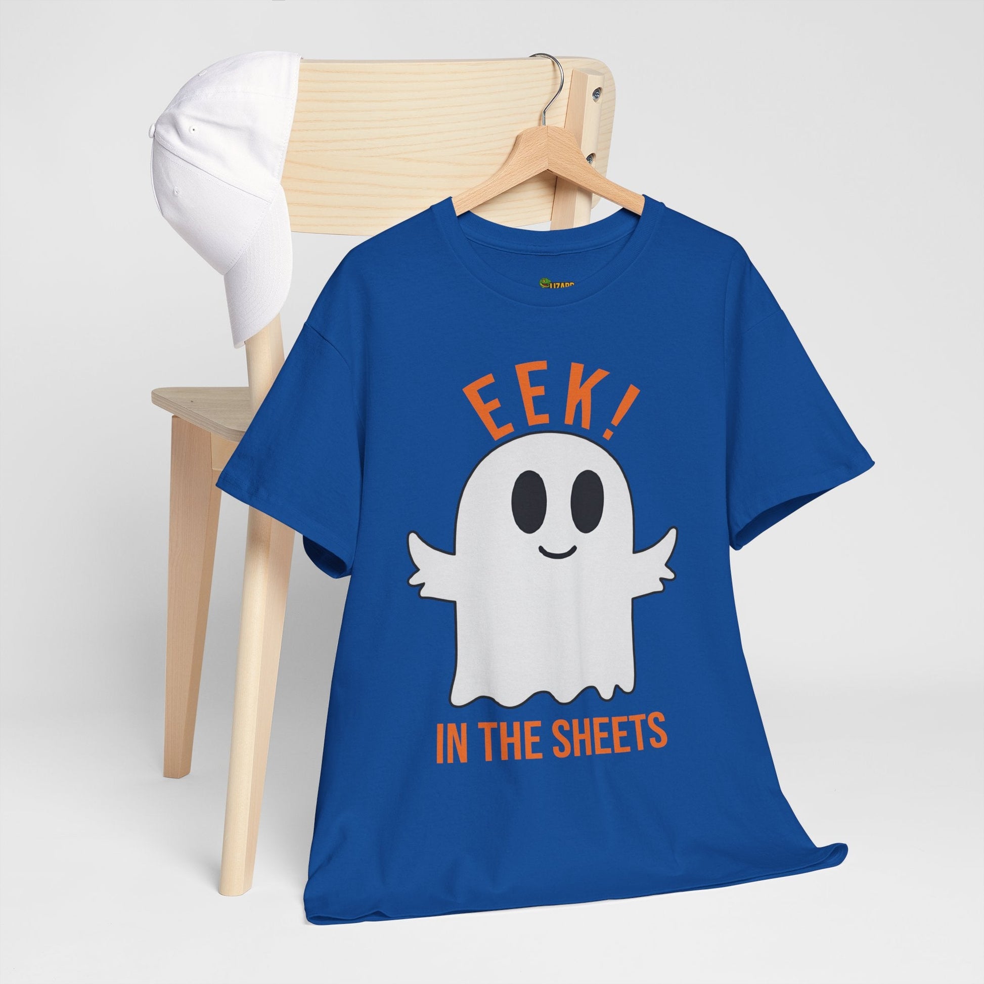 Eek in the Sheets Ghost Tee – Cute Halloween Pun – Royal T-Shirt for casual wear gift (45 view)
