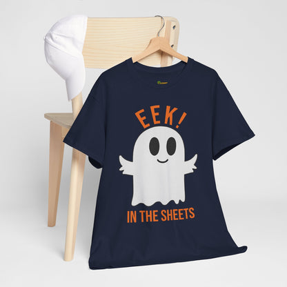Eek in the Sheets Ghost Tee – Cute Halloween Pun – Royal T-Shirt for casual wear gift (49 view)