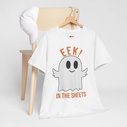 Eek in the Sheets Ghost Tee – Cute Halloween Pun – White T-Shirt for casual wear gift (10 view)