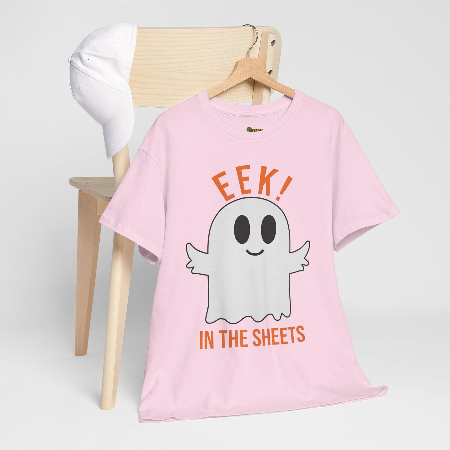 Eek in the Sheets Ghost Tee – Cute Halloween Pun – Light Pink T-Shirt for casual wear gift (59 view)