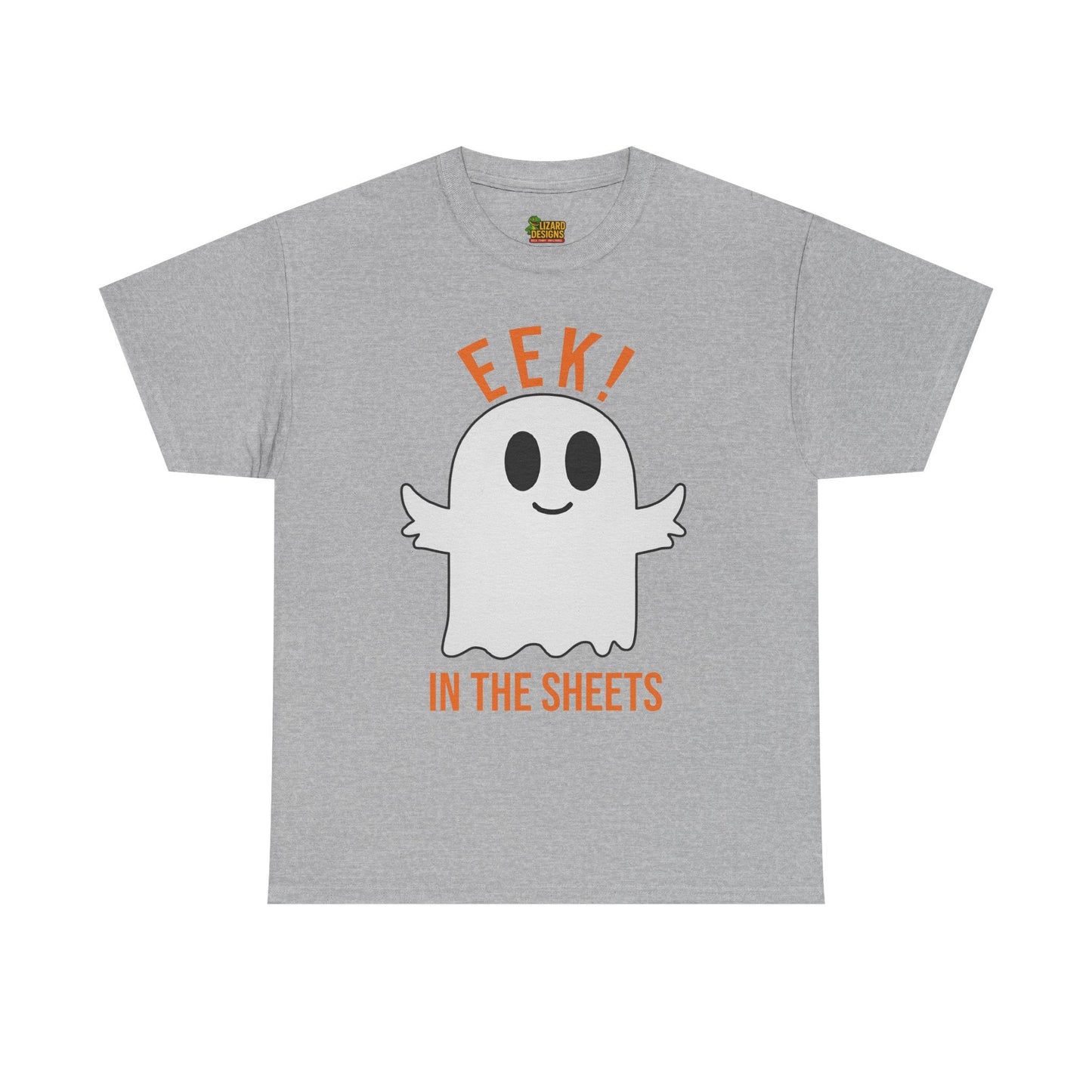 Eek in the Sheets Ghost Tee – Cute Halloween Pun – Sport Grey T-Shirt for casual wear gift (17 view)