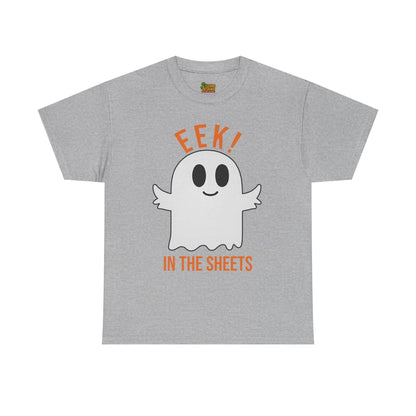 Eek in the Sheets Ghost Tee – Cute Halloween Pun – Sport Grey T-Shirt for casual wear gift (17 view)