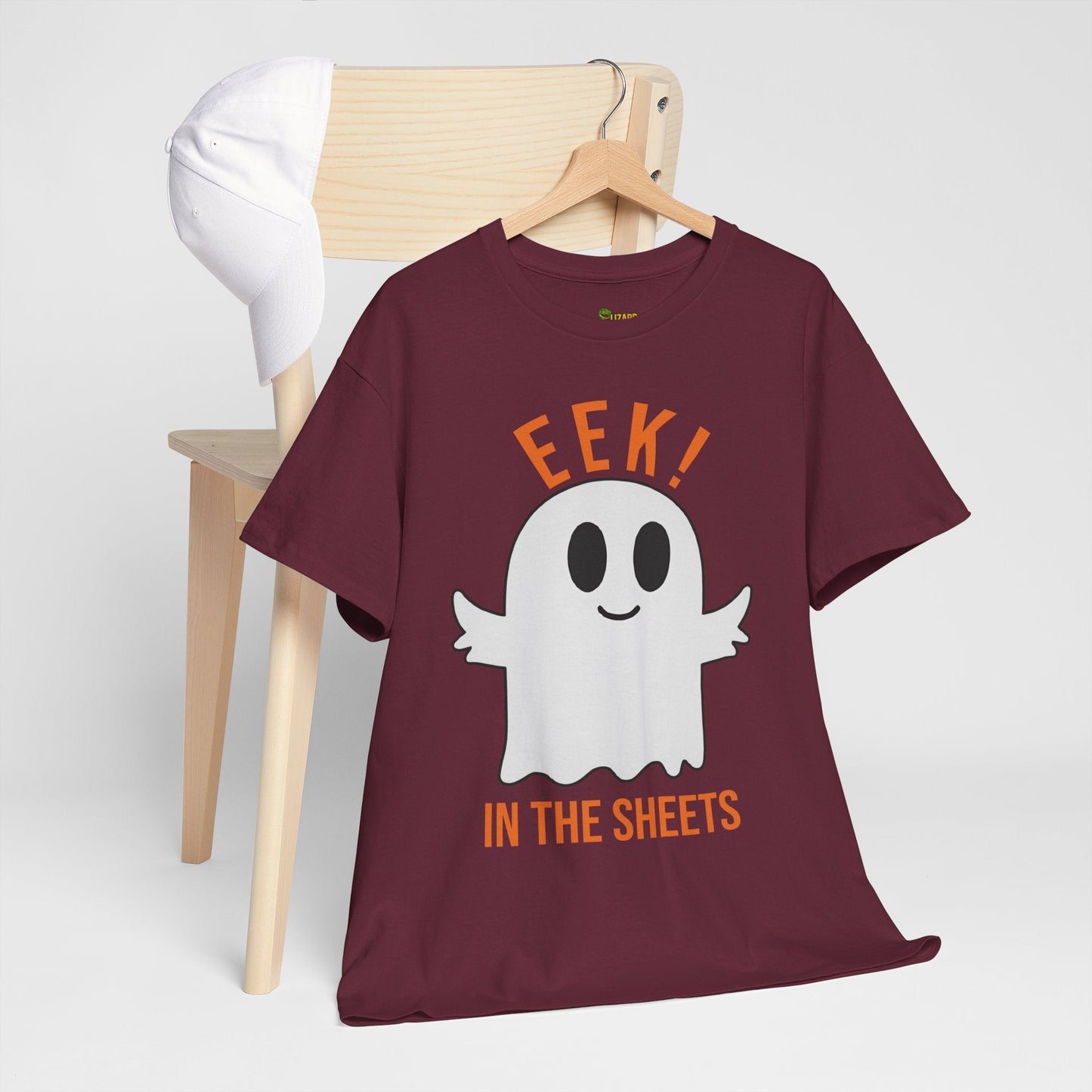 Eek in the Sheets Ghost Tee – Cute Halloween Pun – Sport Grey T-Shirt for casual wear gift (25 view)