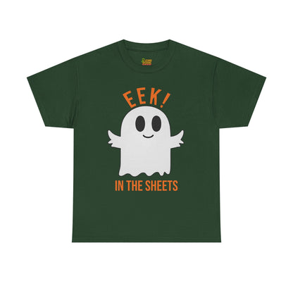 Eek in the Sheets Ghost Tee – Cute Halloween Pun – Forest Green T-Shirt for casual wear gift (37 view)