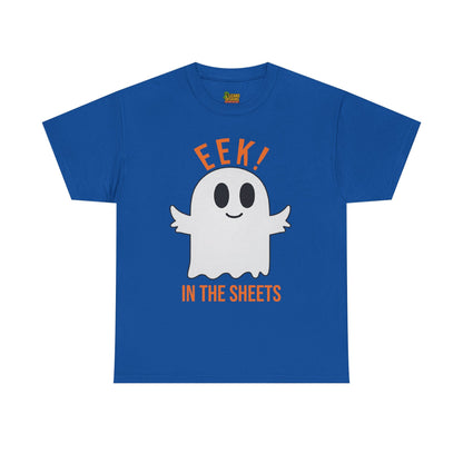 Eek in the Sheets Ghost Tee – Cute Halloween Pun – Royal T-Shirt for casual wear gift (42 view)