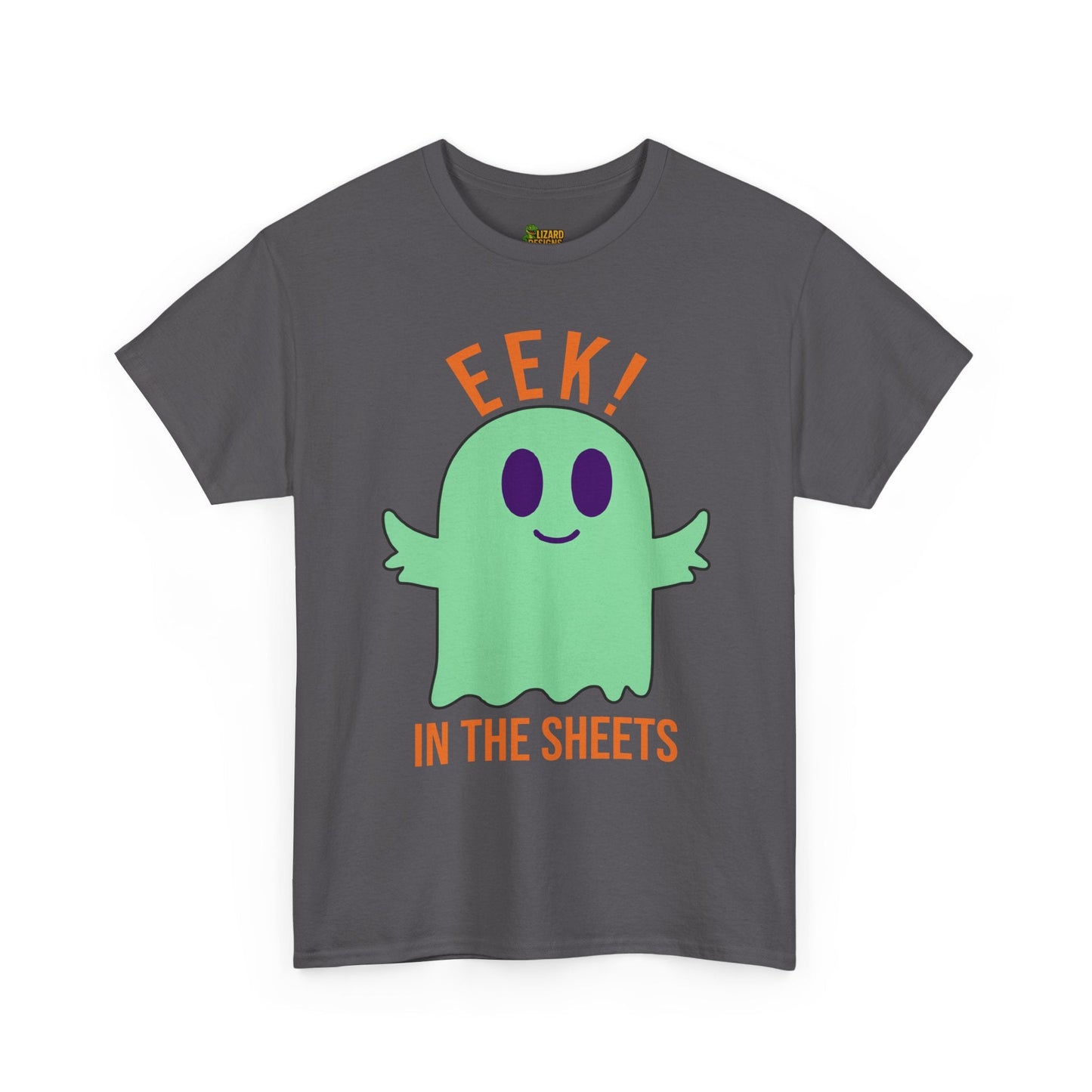 Eek in the Sheets Ghost Tee - Green Ghost – Cute Halloween Pun – Navy T-Shirt for casual wear gift (26 view)