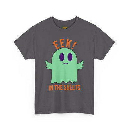 Eek in the Sheets Ghost Tee - Green Ghost – Cute Halloween Pun – Navy T-Shirt for casual wear gift (26 view)