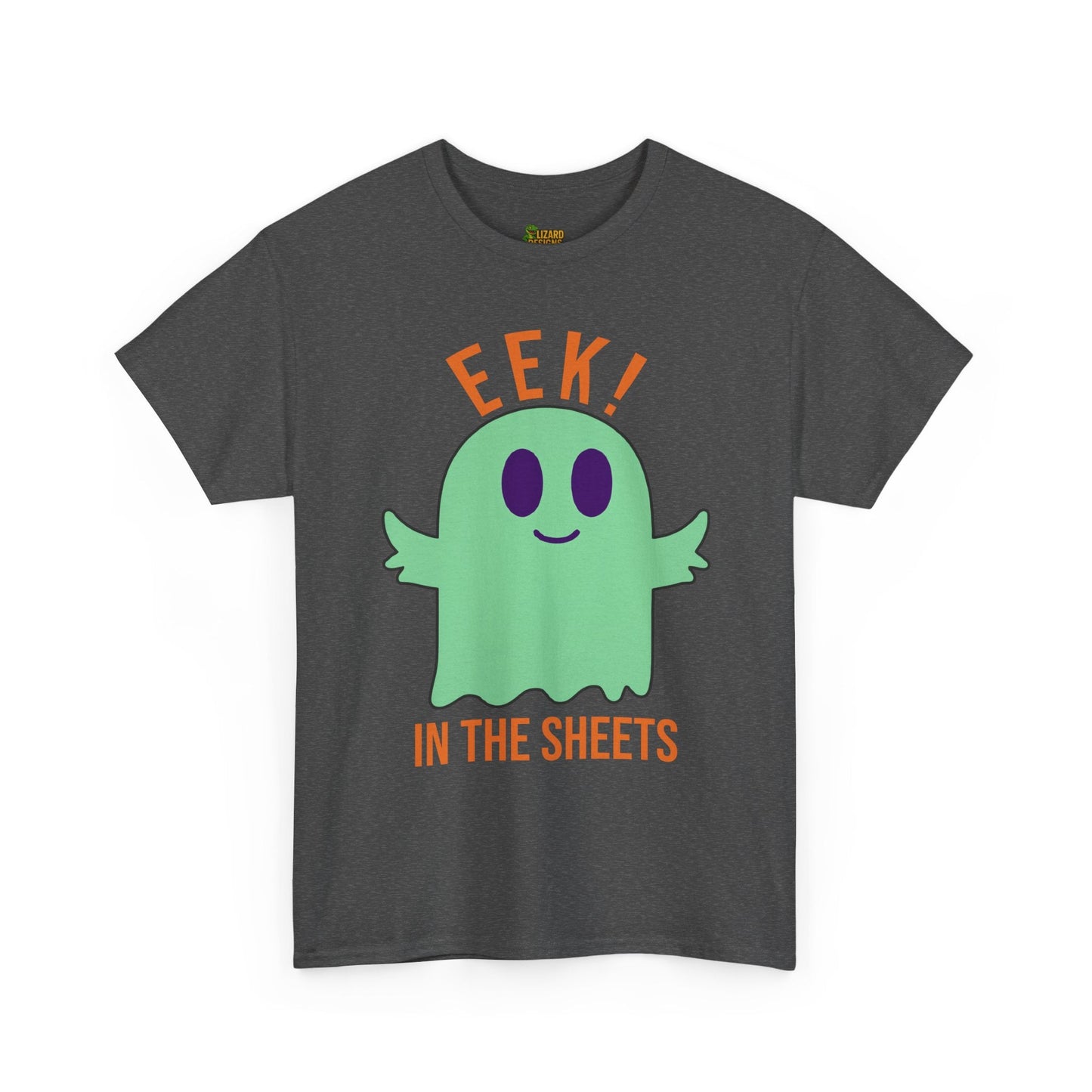 Eek in the Sheets Ghost Tee - Green Ghost – Cute Halloween Pun – Navy T-Shirt for casual wear gift (22 view)