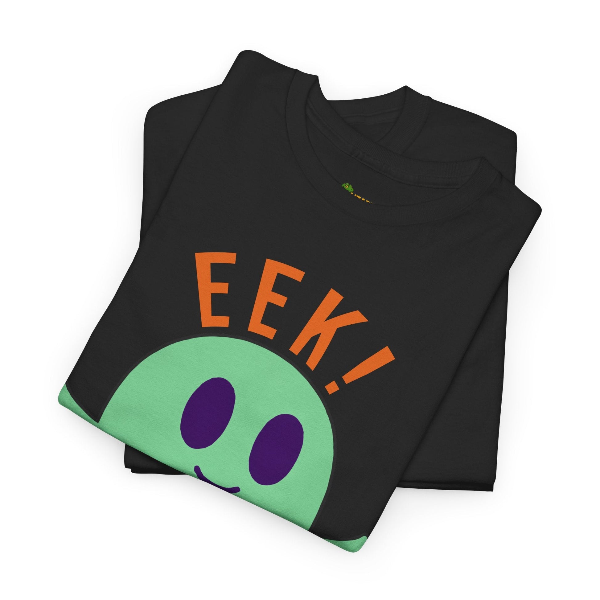 Eek in the Sheets Ghost Tee - Green Ghost – Cute Halloween Pun – Black T-Shirt by Printify