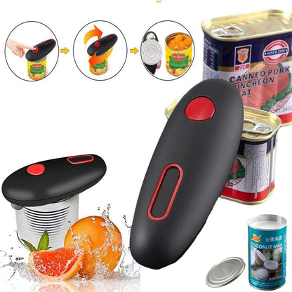 Electric Can Opener Automatic Jar Bottle Can Machine One Touch Portable Kitchen Hand Free Opening Opener Tool Gadgets – Black Kitchen Gadget for kitchen (1 view)
