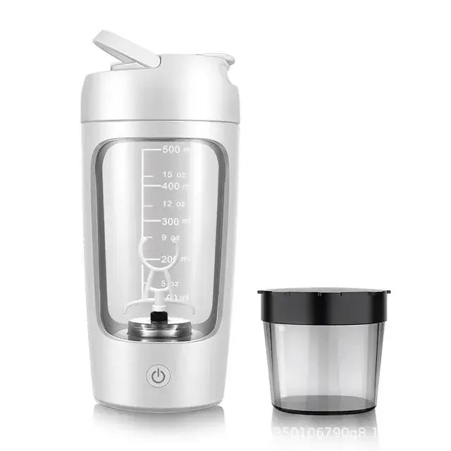 Electric - Portable - Protein - Shaker - Bottle | White with powder container Kitchen tool for (3 view)