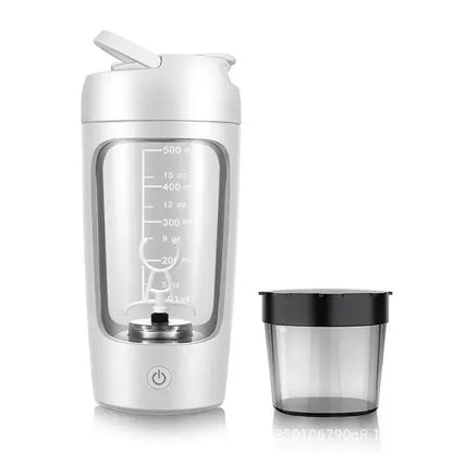 Electric - Portable - Protein - Shaker - Bottle | White with powder container Kitchen tool for (3 view)