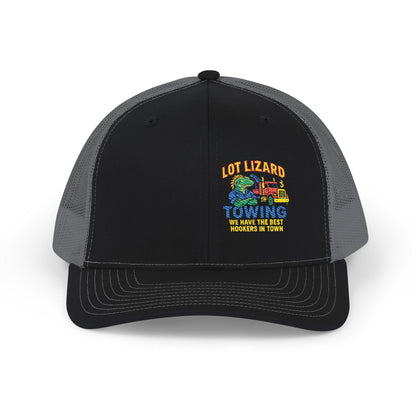 Embroidered Snapback Trucker Cap - Lot Lizard Towing Design 1 – One size Hats for Branded Headwear (3 view)