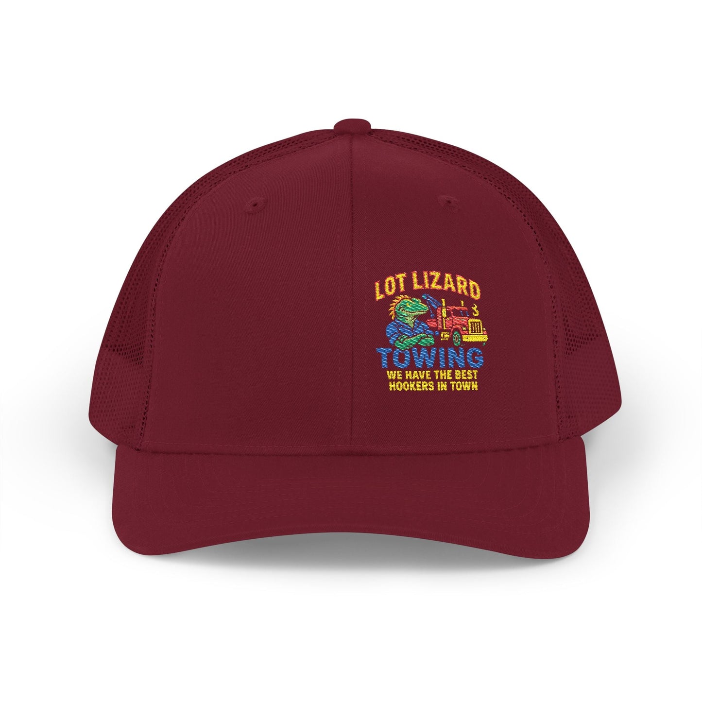 Embroidered Snapback Trucker Cap - Lot Lizard Towing Design 1 – One size Hats for Branded Headwear (7 view)