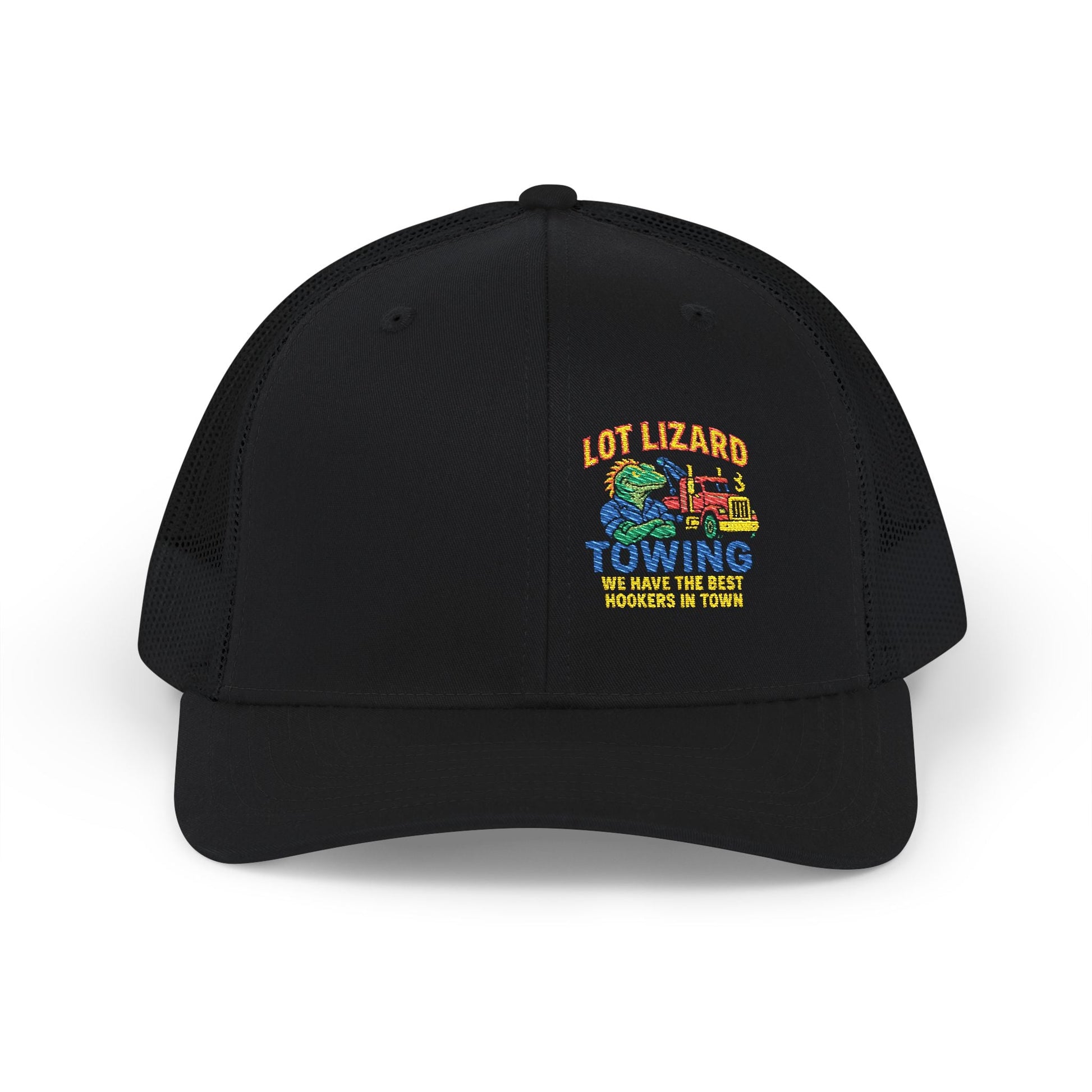 Embroidered Snapback Trucker Cap - Lot Lizard Towing Design 1 – One size Hats for Branded Headwear (5 view)