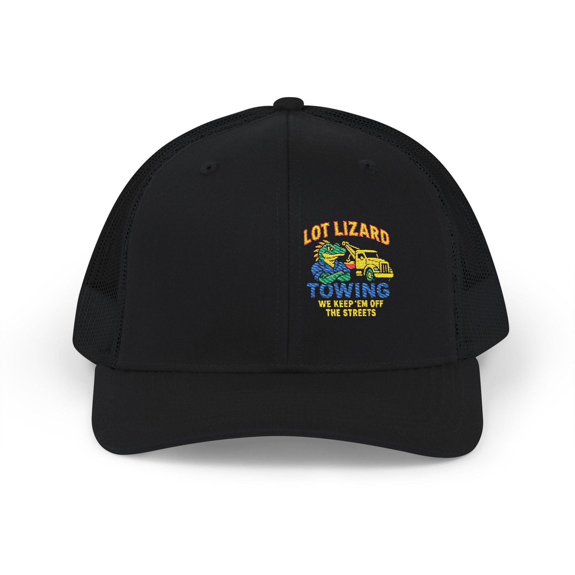 Embroidered Snapback Trucker Cap - Lot Lizard Towing We Keep'em off the streets – One size Hats for Branded Headwear (5 view)