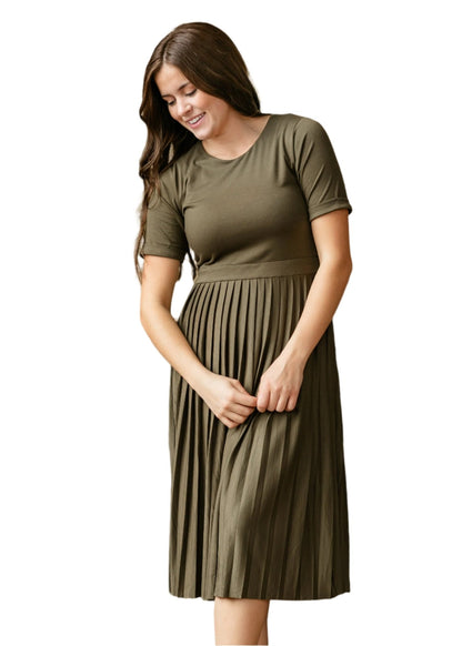 Emersyn Pleated Midi Dress – Olive IC Dresses for Inherit Co. (17 view)