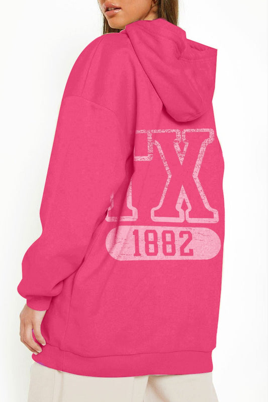 Simply Love Full Size TX 1882 Graphic Hoodie – Deep Rose Hoodies for Shopify Collective (1 view)