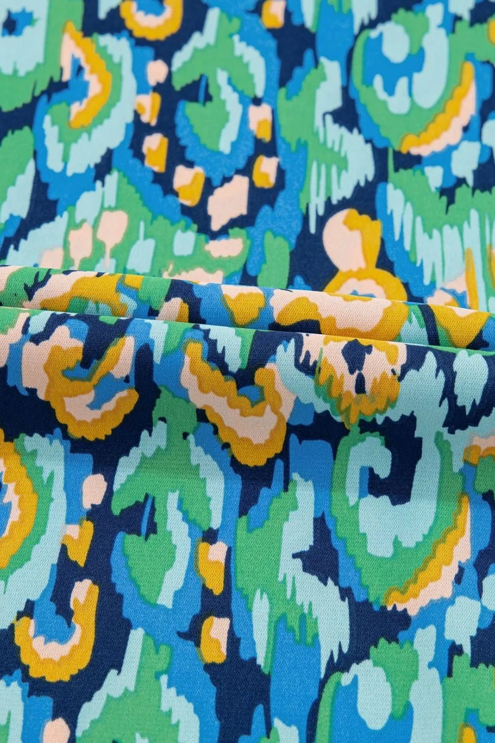 Abstract Print V Neck Half Sleeve Loose Fit Blouse – Turquoise for Shopify Collective (7 view)