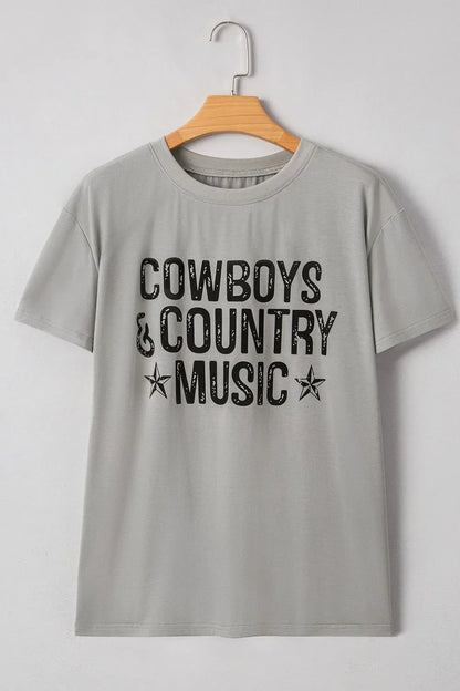 Letter Graphic Round Neck Short Sleeve T-Shirt – Gray Women's Top for Shopify Collective (5 view)